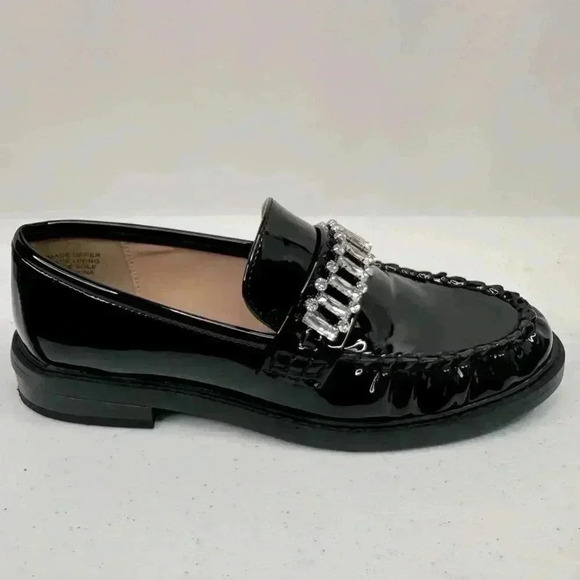 LOFT Women’s Crystal Black Patent Loafers Beautifuly Crystal Embellished Size 6M - Picture 7 of 15